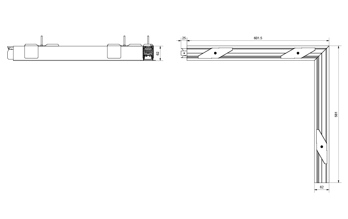 Lineal recessed Corner Vit 1870lm 3000K Ra>80 DALI / Push Dim