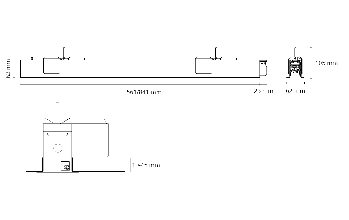 Lineal Recessed Cubic 560 Weiss 2150lm 3000K Ra>80 DALI / Push Dim
