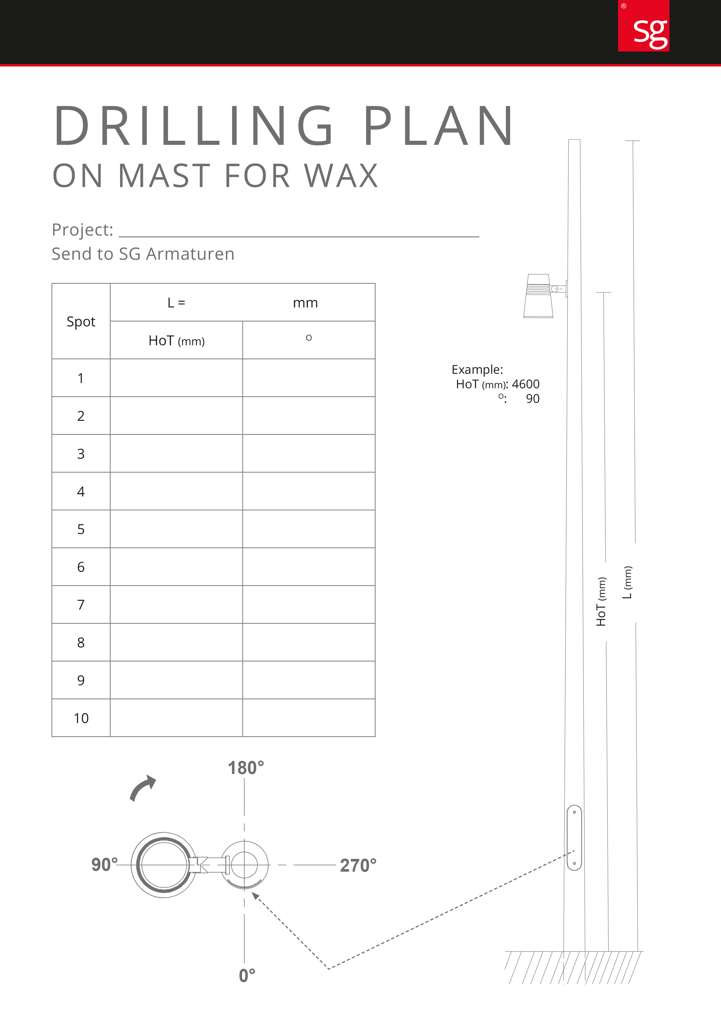 Wax Black Design pole 8m Steel