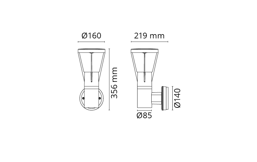 Arco Air Wall Grafit 75lm 2700K Ra>90 Bakkantsdimmer