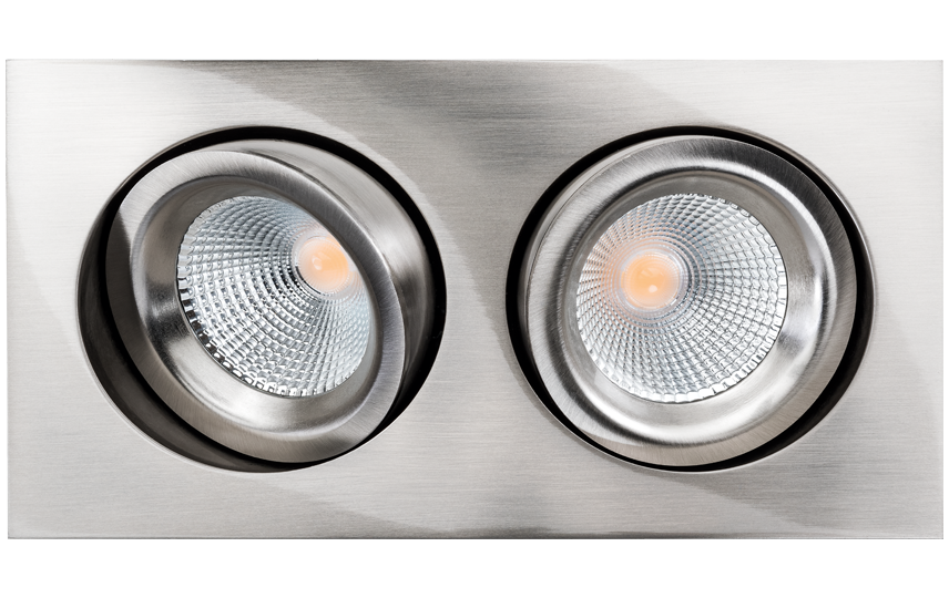 Junistar Lux Square Gebürsteter Stahl 2X 1160lm 2700K Ra 98 Phasenabschnittsdimmung