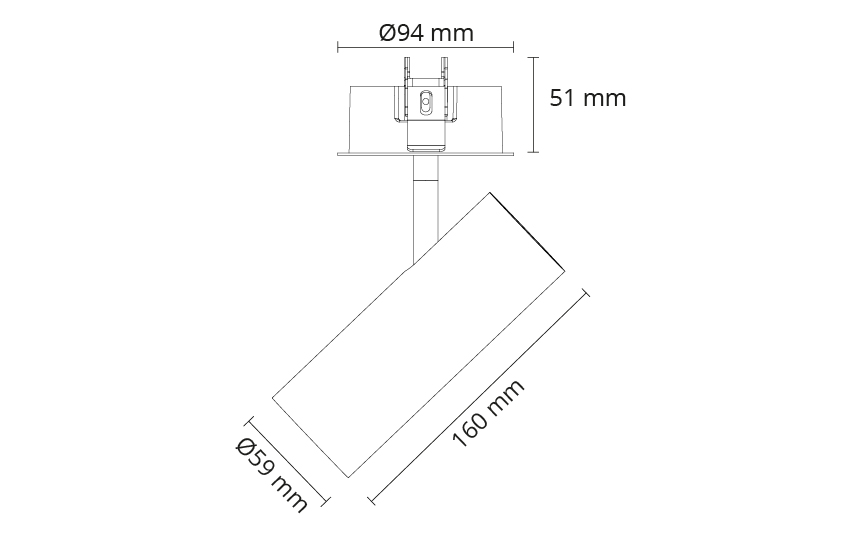 Tube Mini Sort Ø59 Baffel Aluminium