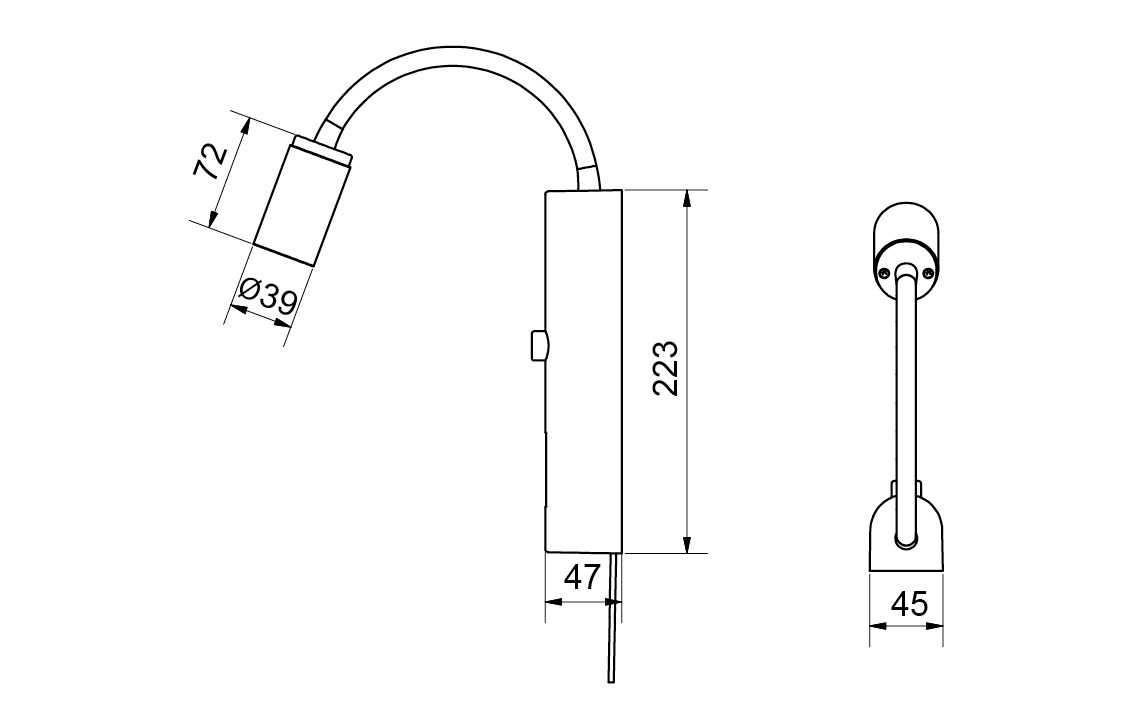 Tube Wall Vit USB 350lm 2700K Ra 98 Inbyggd dimmer