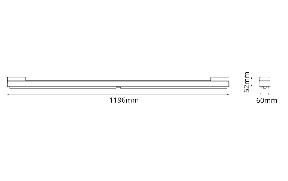 Prelude Square 1200 Hvit 2700lm 2700K Ra>90 Faseavsnitt