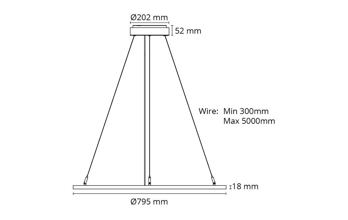 Sense 800 Pendel Svart 7510lm 3000K Ra>80 DALI / Push Dim