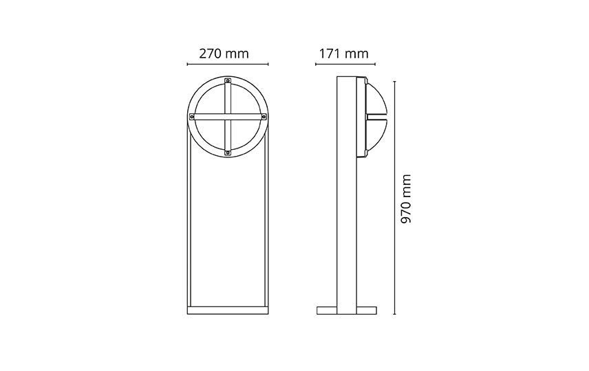 Bollard Solo, Tanto, Uno, Primo and Arlon Round Graphite Aluminium