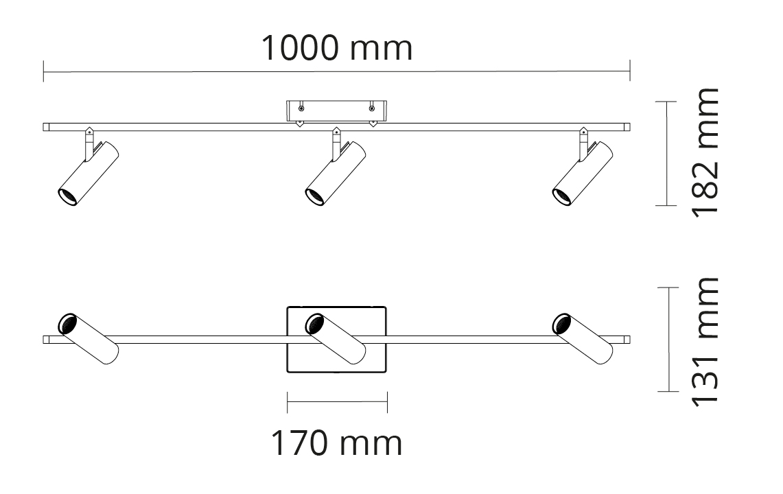 Tube Micro Track Svart 1020lm 2700K Ra 98 Bakkantsdimmer