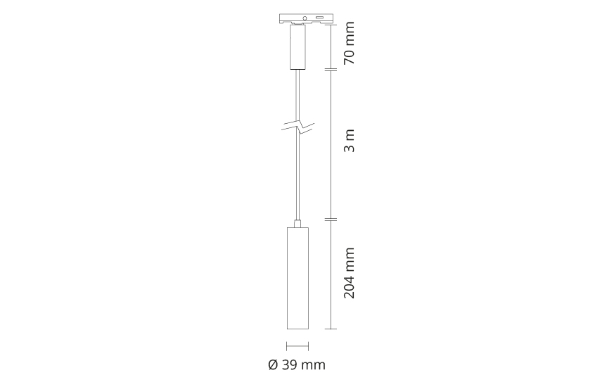 Zip Tube Micro Pendel Sort 380lm 4000K Ra 98 Bagkantsdæmp