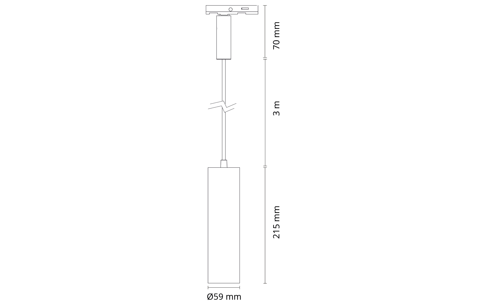 Zip Tube Mini Pendant  Black 900lm 3000K Ra 98 Trailing edge dimming