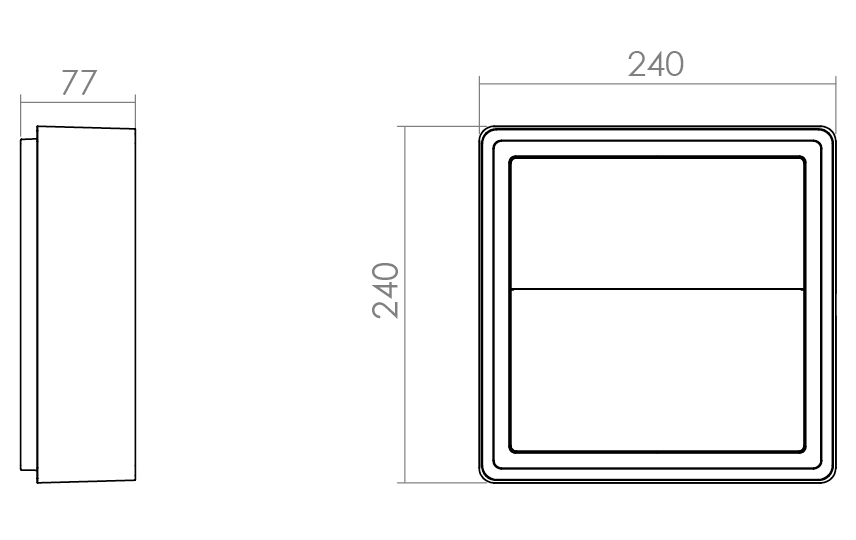 Frame Square Wall Graphite 300lm 3000K Ra>80 Trailing edge dimming