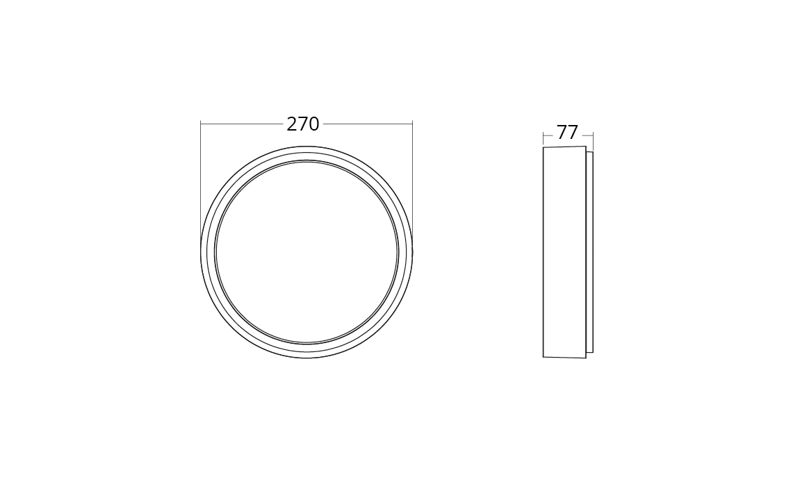 Frame Round Musta 670lm 4000K Ra>80 Vaihehimmennys