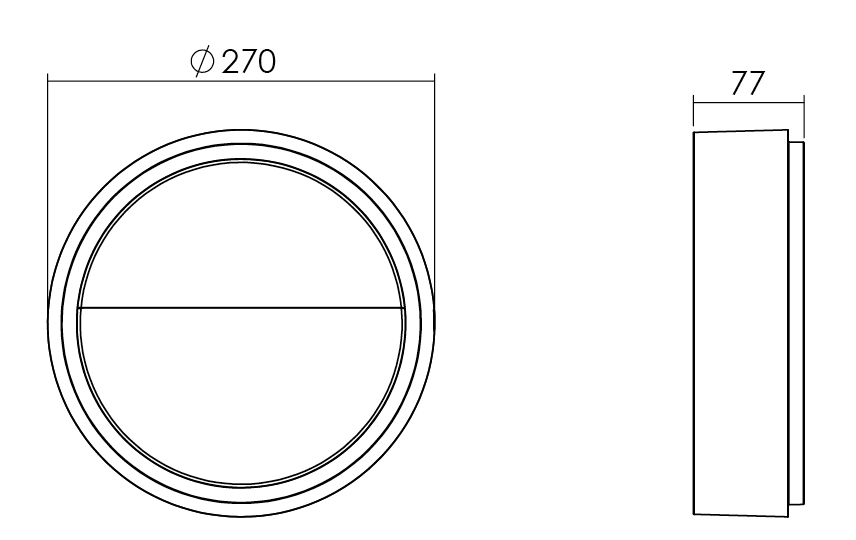 Frame Round Wall Grafit 390lm 3000K Ra>80 Bakkantsdimmer