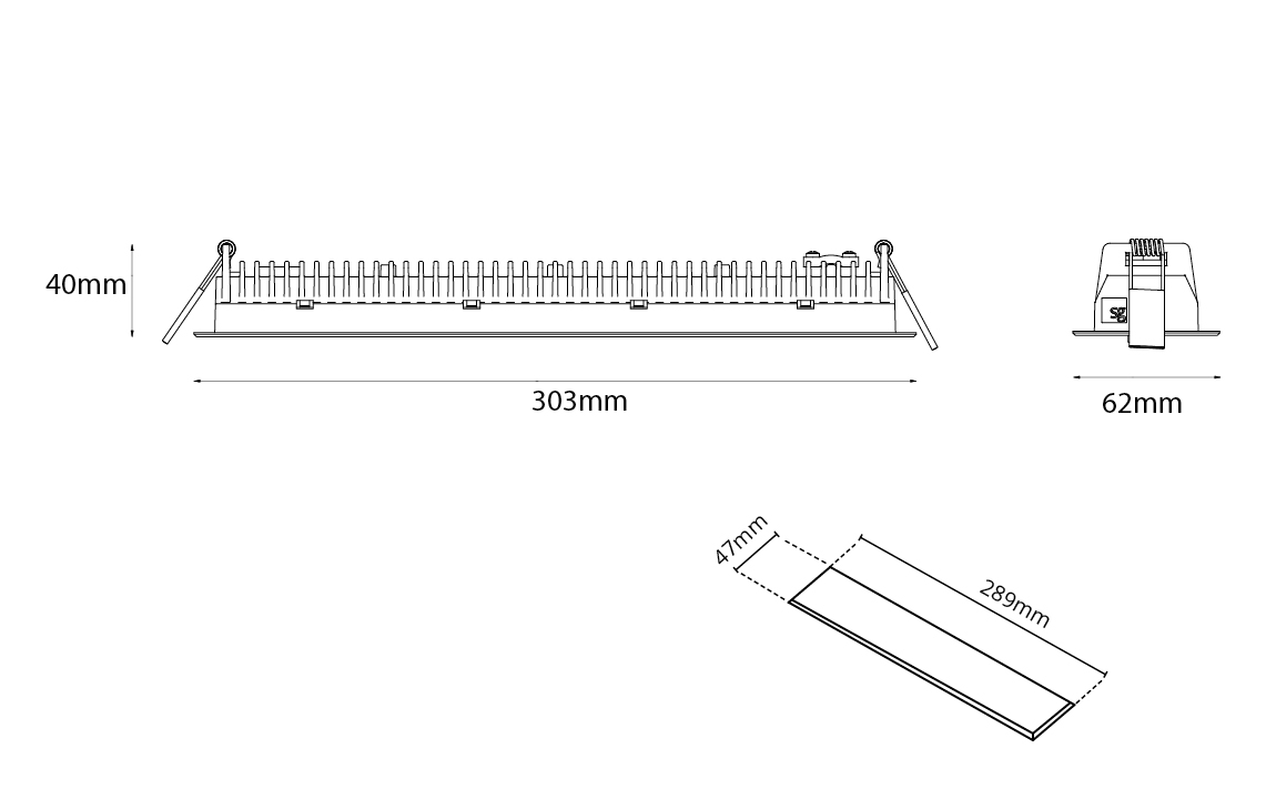 Inspire R Sort 300 980lm 4000K Ra 98 Bagkantsdæmp