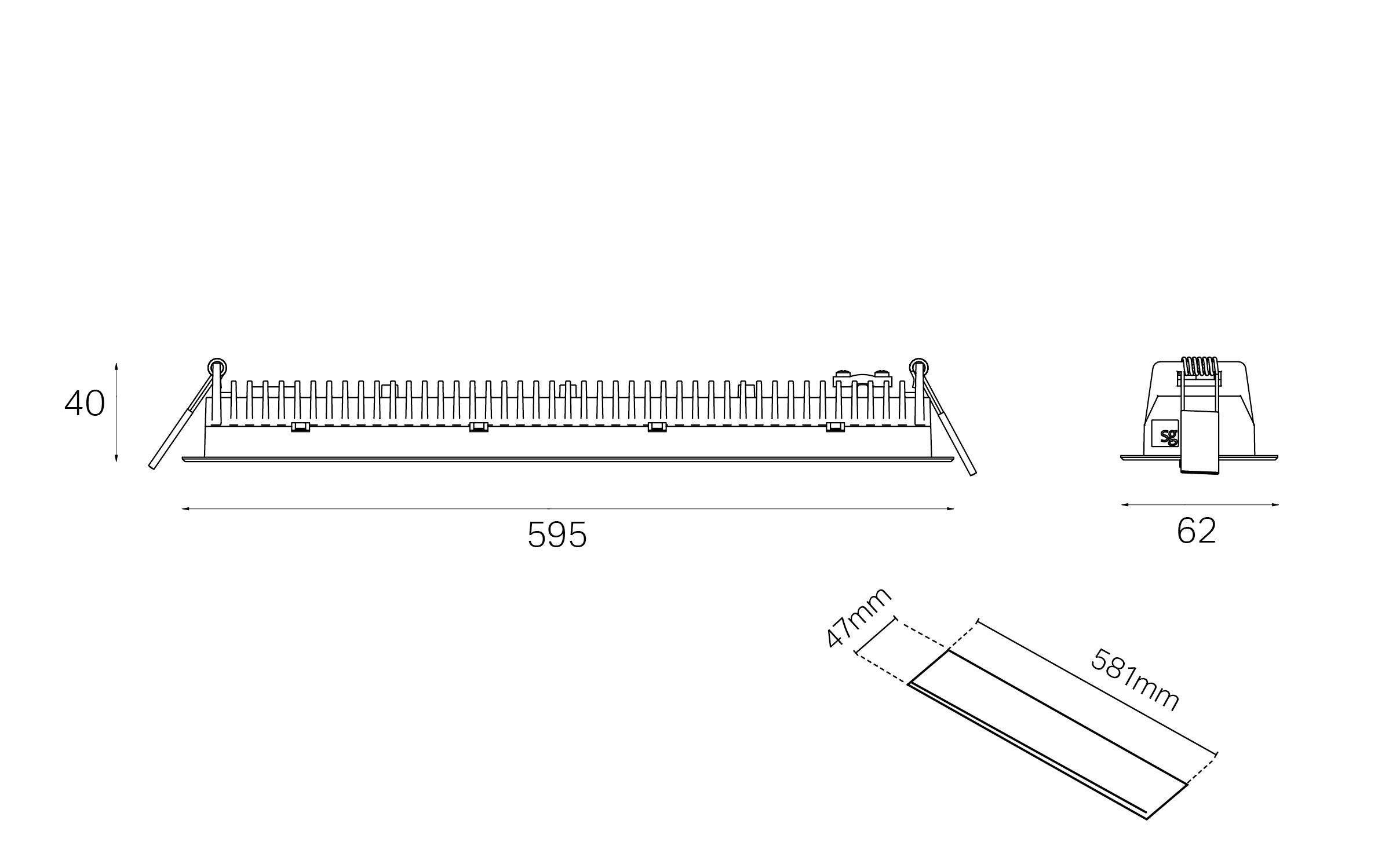 Inspire R 600 Zwart 3160lm 4000K Ra>80 Faseafsnijding / Linect
