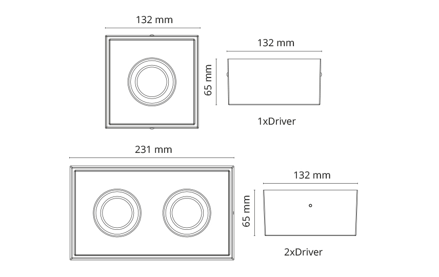 Cube Lux Hvid 2X 1160lm 2700K Ra 98 Bagkantsdæmp