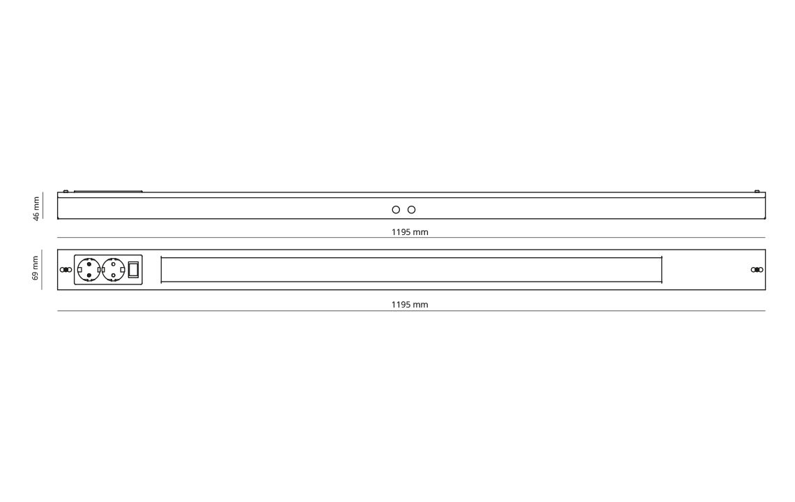 Namsen 1200 Hvid m/ 2 x stik 2190lm 2700K Ra>80 Bagkantsdæmp