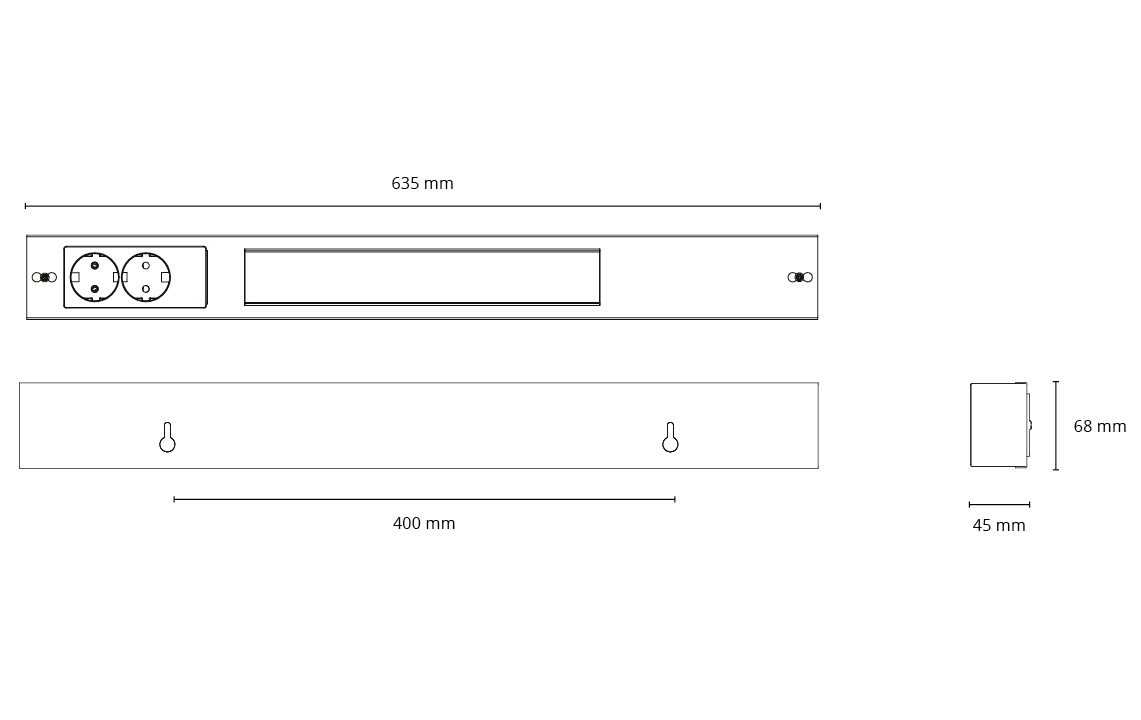 Namsen 600 Hvit m/ 2 x kontakt 920lm 3000K Ra>80 DALI-2 / Push Dim