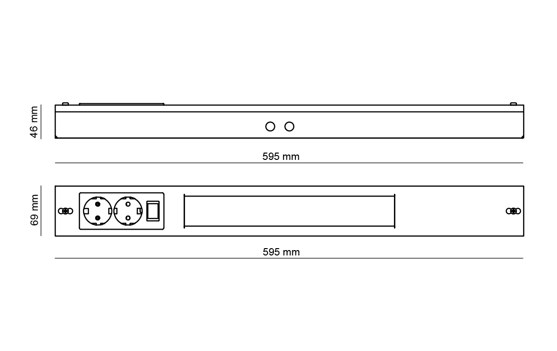 Namsen 600 White w/ 2 x outlet 940lm 3000K Ra>80 Trailing edge dimming