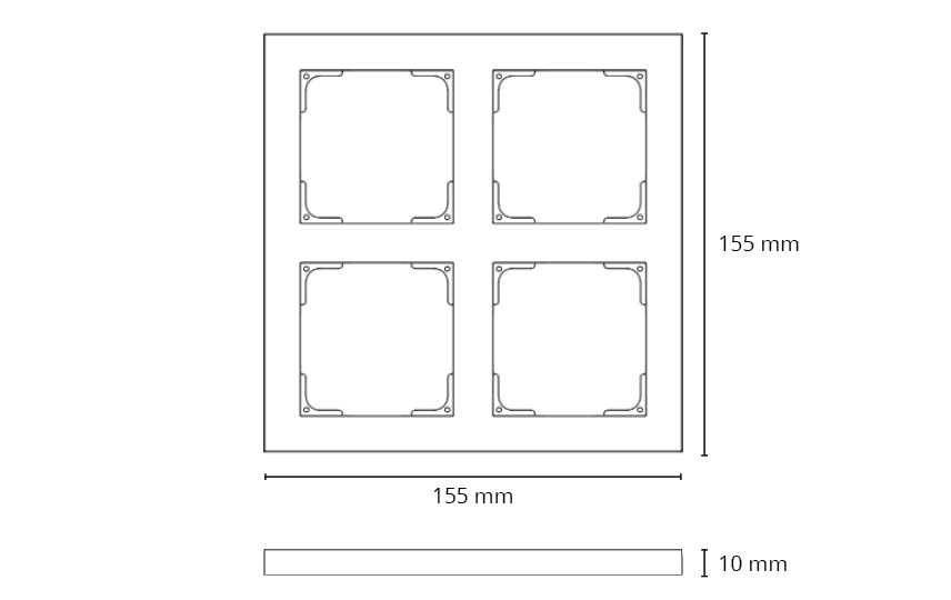 Ram Svart 2X2-fack