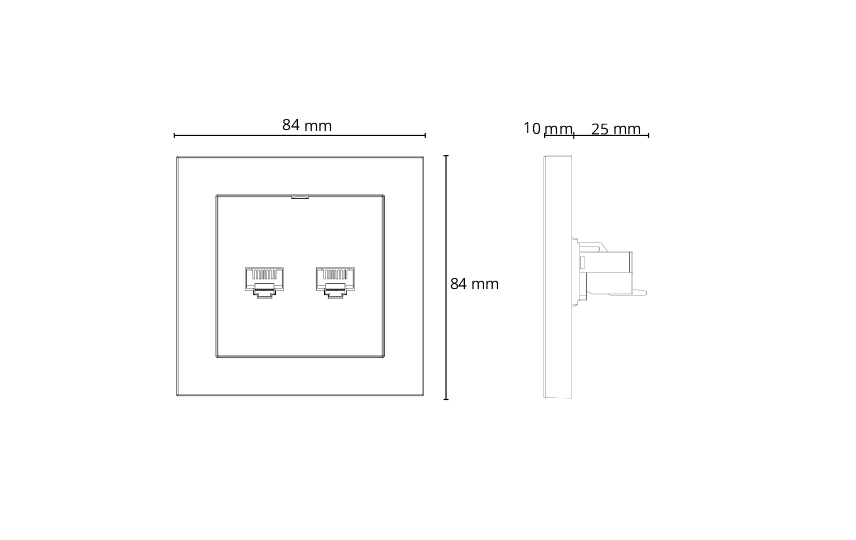 RJ45 Hvit Innfelt CAT6
