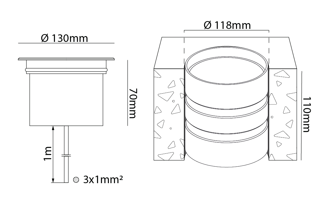 Nemo II Midi Asymmetrisk 430lm 3000K Ra>80 Bakkantsdimmer