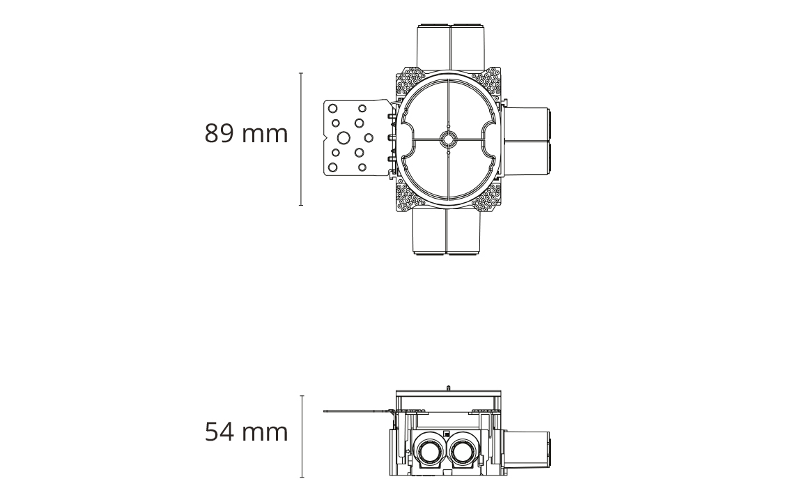 Apparatdosa 21/24mm 6-utgångars stålregelfäste vertikal Grå 1,5