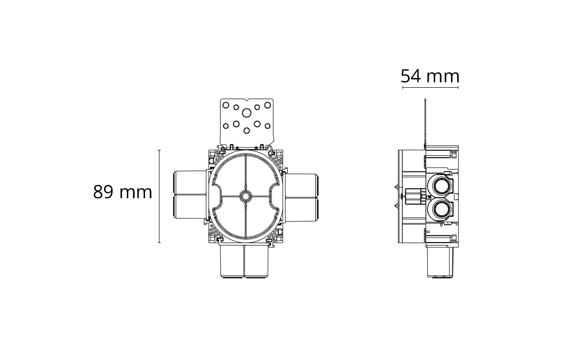 Apparatdosa 21/24mm 6-utgångars stålregelfäste horisontal  Grå 1,5