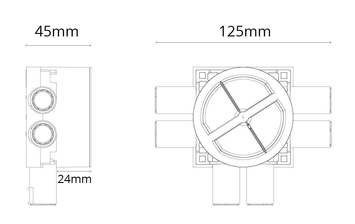 Veggboks 45mm 6-løp Grå