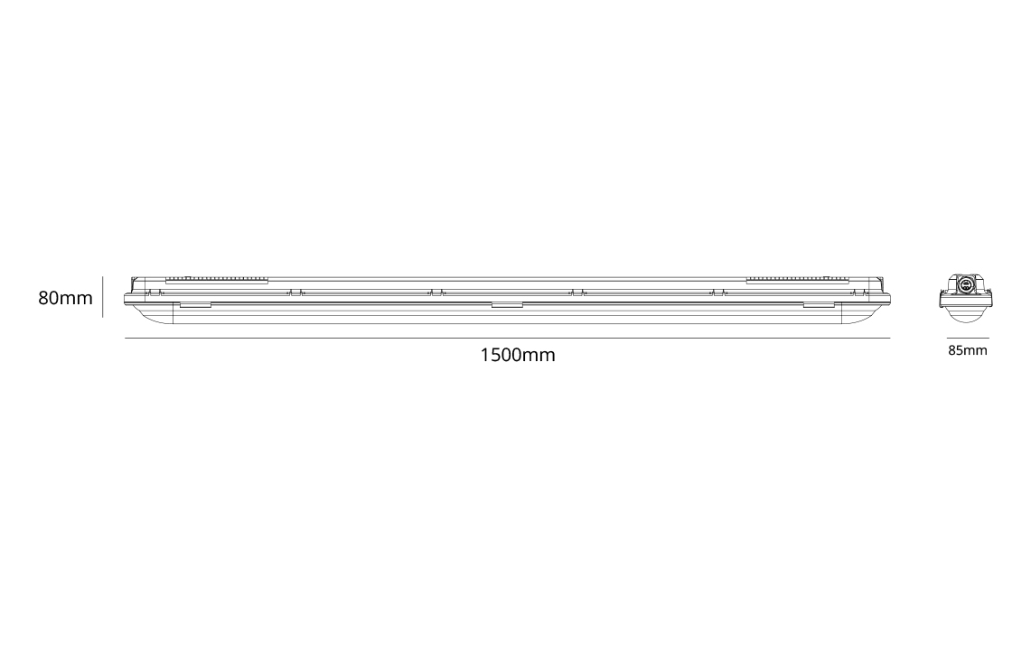 Tysnes 66 1500 Grey 5700lm 4000K Ra>80 On/Off