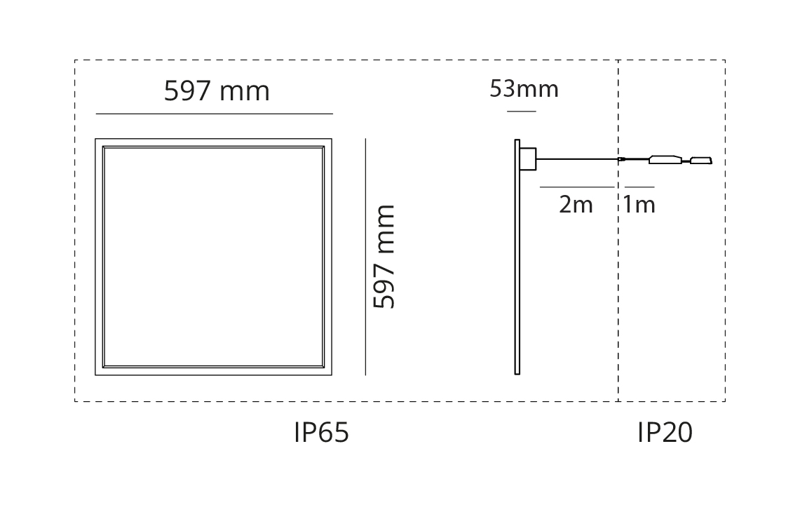 Sense IP65 Eco Hvid 4060lm 3000K Ra>80 Bagkantsdæmp