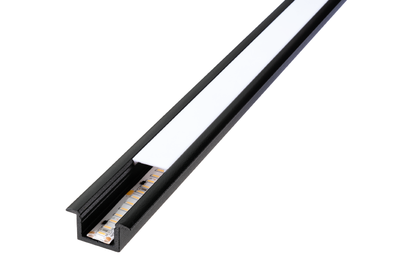 Profilé LED Noir - 1,5 mètre - Diffuseur opaque