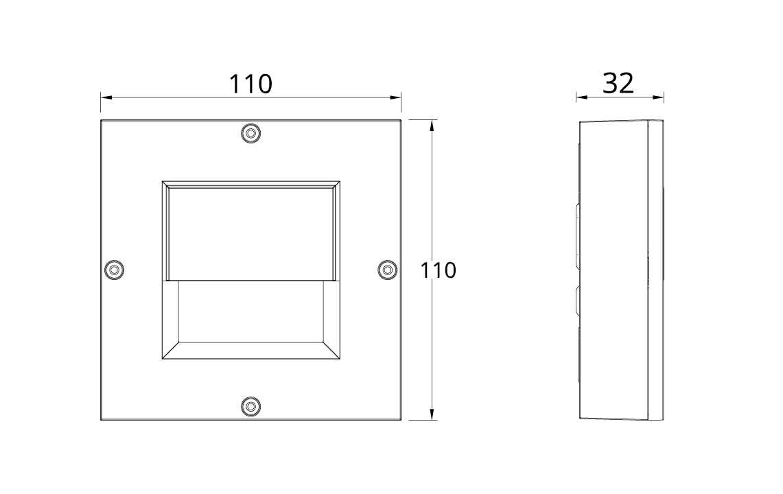 Callisto Wall Square Hvid 130lm 2700K Ra>80 Bagkantsdæmp